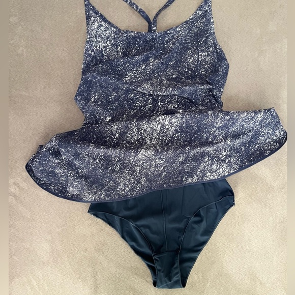 Outdoor Voices Exercise Dress - RARE Leotard Navy White Speckled Pattern SMALL - Picture 7 of 8